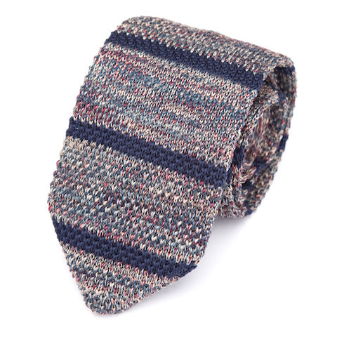 Classy Men Blue Striped Knitted Tie