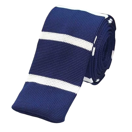 Classy Men Blue Striped Square Knit Tie