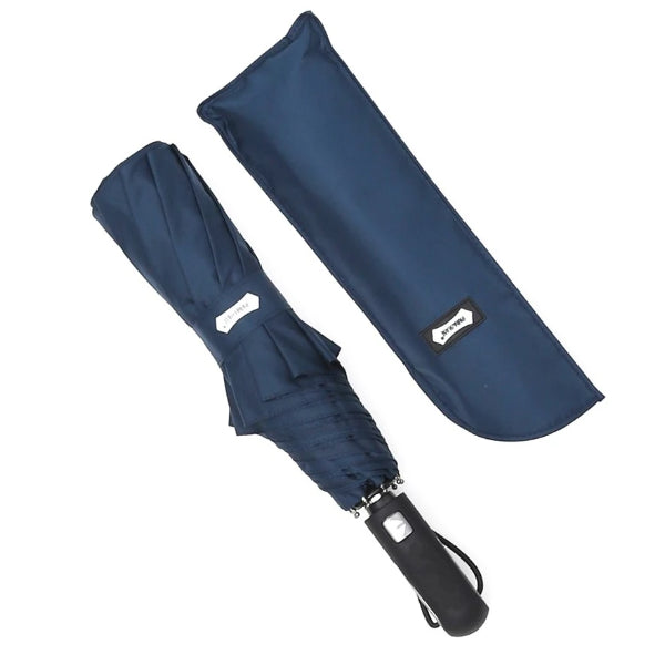Blue automatic windproof umdrella with protective cover bag