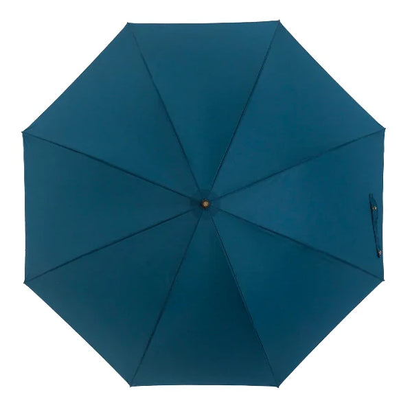 Blue strong wooden umbrella topside