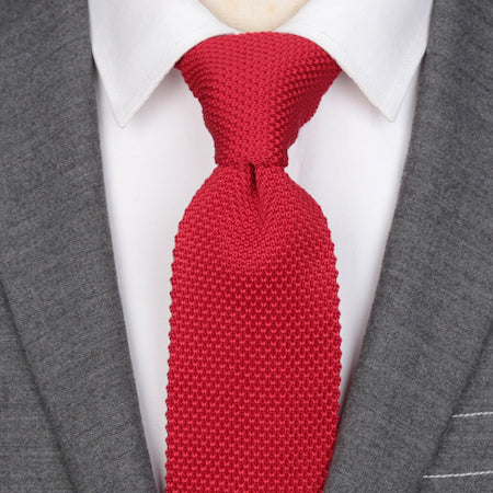 Classy Men Solid Bright Red Knitted Tie