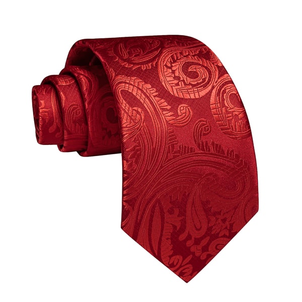 Bright red paisley silk tie