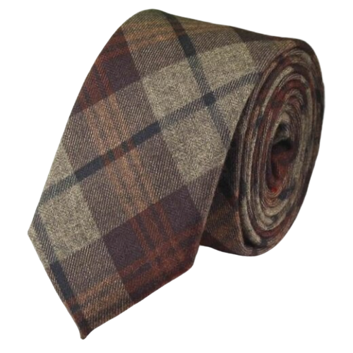 Classy Men Brown Checkered Cotton Necktie