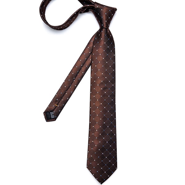 Brown polka dot silk necktie