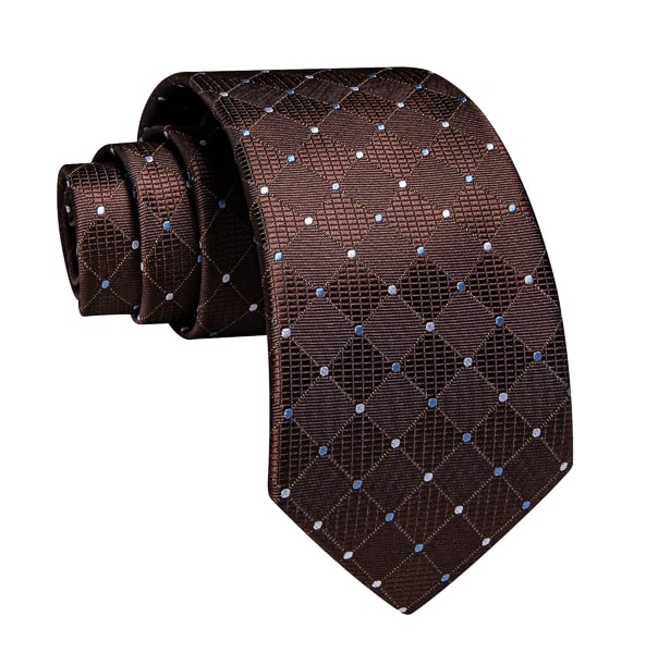 Brown polka dot silk tie