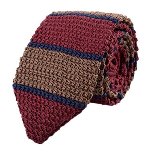 Classy Men Red Brown Blue Knitted Tie