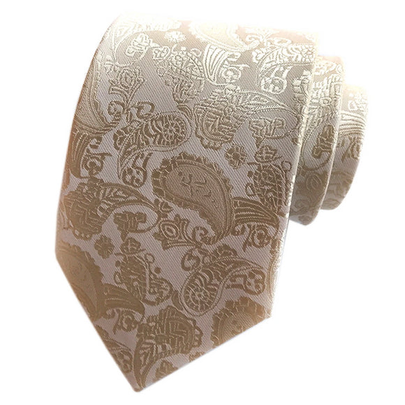 Classy Men Simple Champagne Paisley Tie