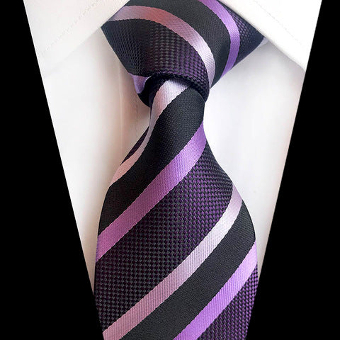 Classy Men Classic Purple Striped Silk Tie