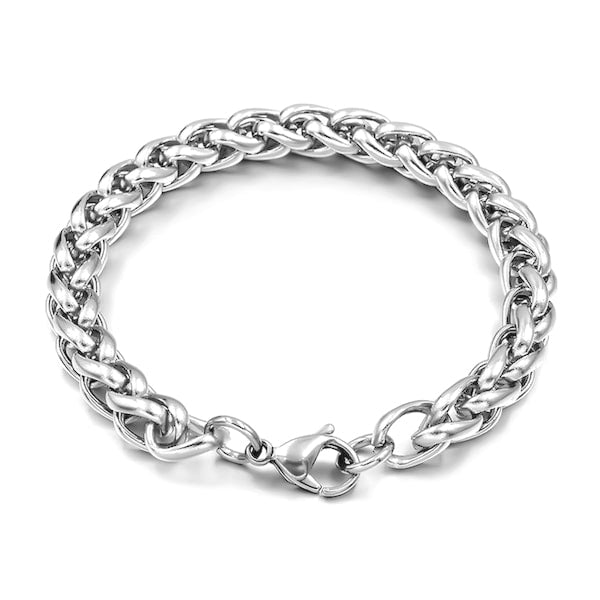 Bracciale classico da uomo in argento con catena di grano di classe