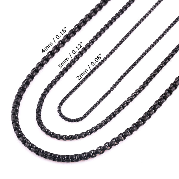 Black 3mm Box Chain Necklace Classy Men Collection