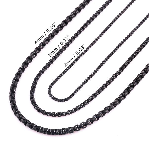 Black 2mm Box Chain Necklace Classy Men Collection