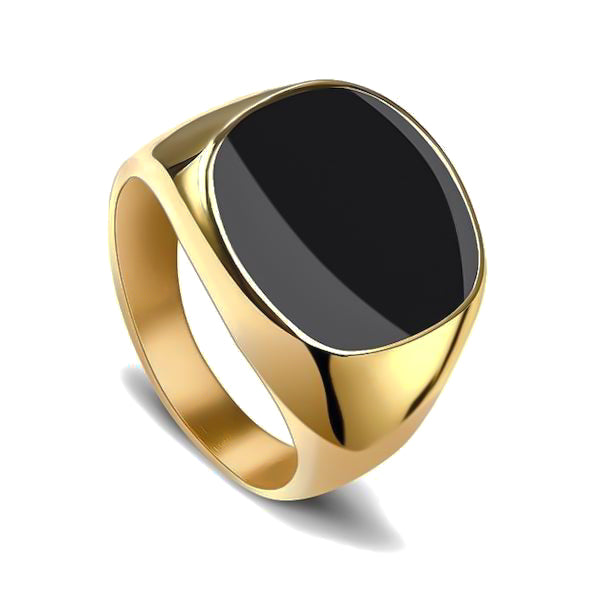 Elegant gold ring with black stone