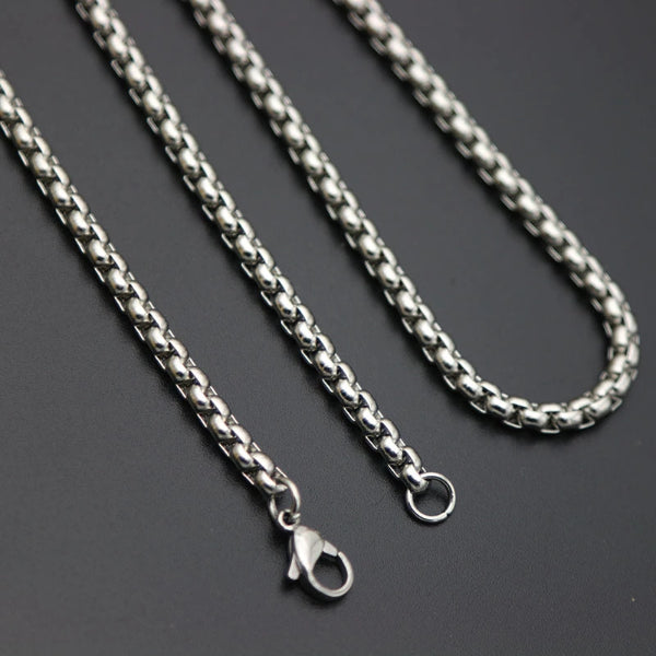 Classy Men 3mm Silver Box Chain Necklace