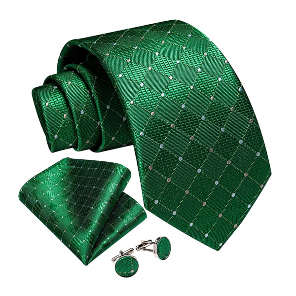 Forest green polka dot tie set
