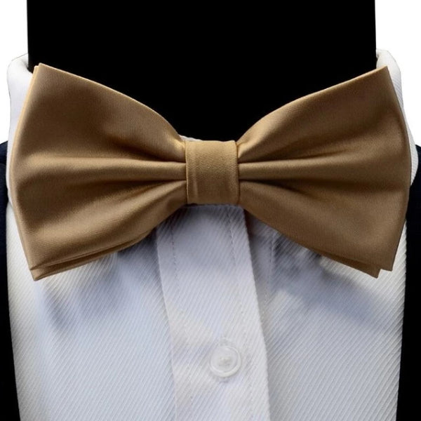Classy Men Gold Silk Pre-Tied Bow Tie