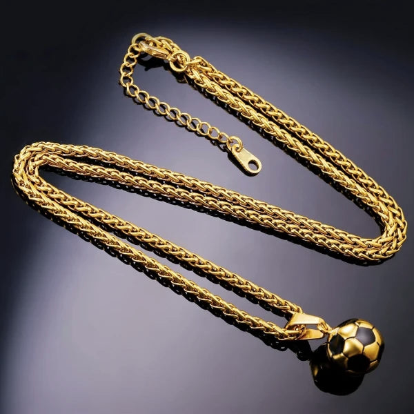 Gold soccer ball chain and pendant