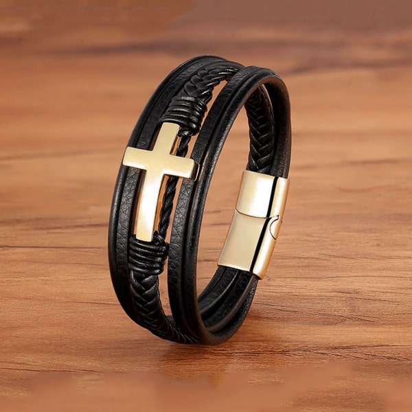 Gold cross bracelet for men