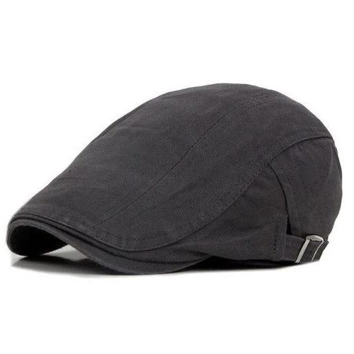 Men's Grey Cotton Flat Cap