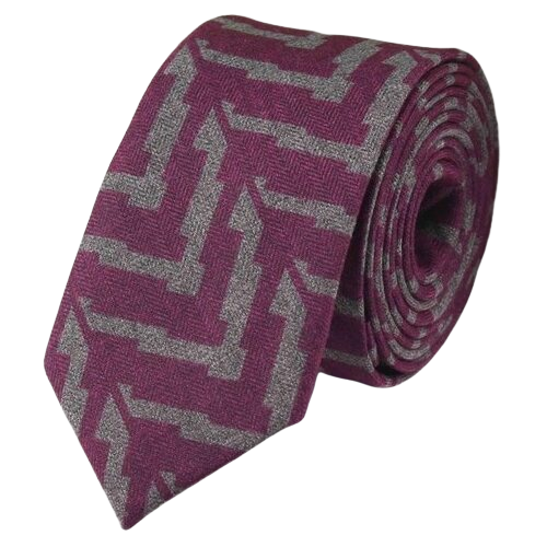 Classy Men Purple Zigzag Cotton Necktie