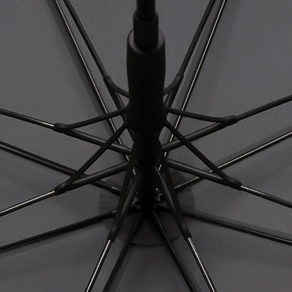 Grey strong wooden umbrella windproof skeleton close-up