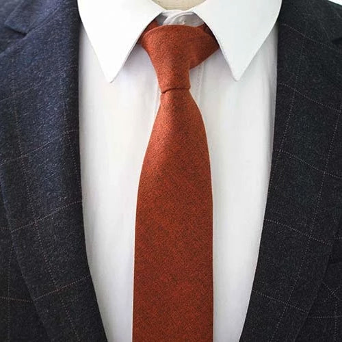Classy Men Rust Orange Cotton Necktie