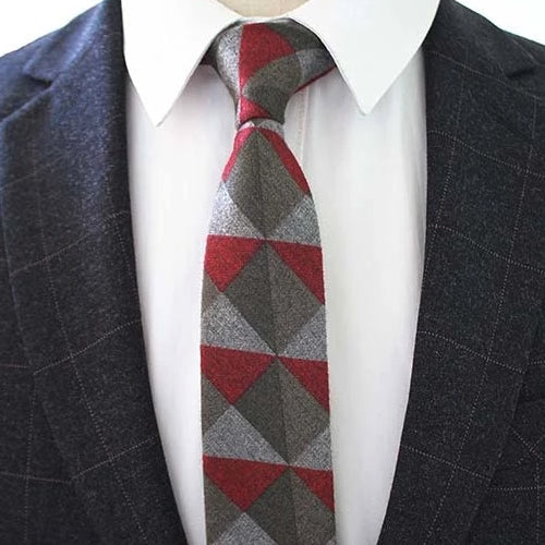 Classy Men Red Triangle Cotton Necktie