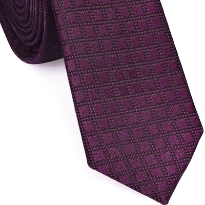 Classy Men Skinny Purple Mini Check Tie