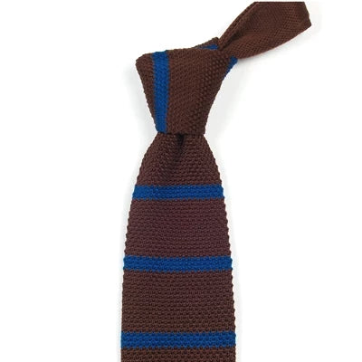 Classy Men Brown Striped Knitted Tie