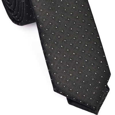 Classy Men Skinny Black Mini Dot Tie