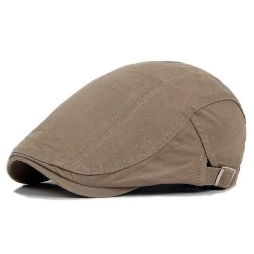 Men's Khaki Cotton Flat Cap