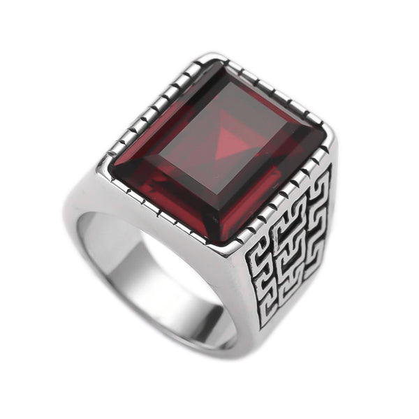 Large red stone ring for men