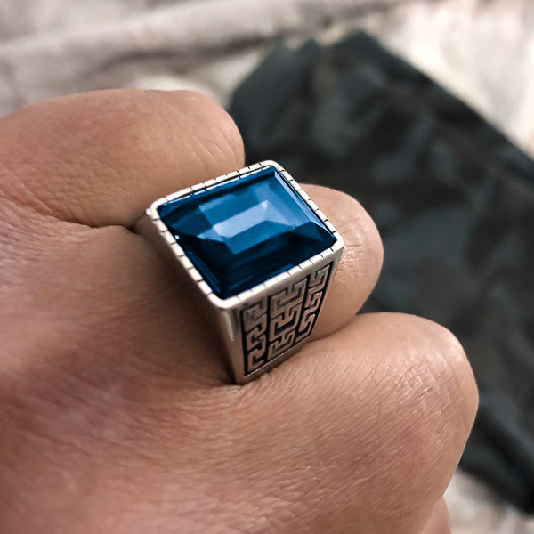 Large Blue Stone Ring For Men Classy Men Collection