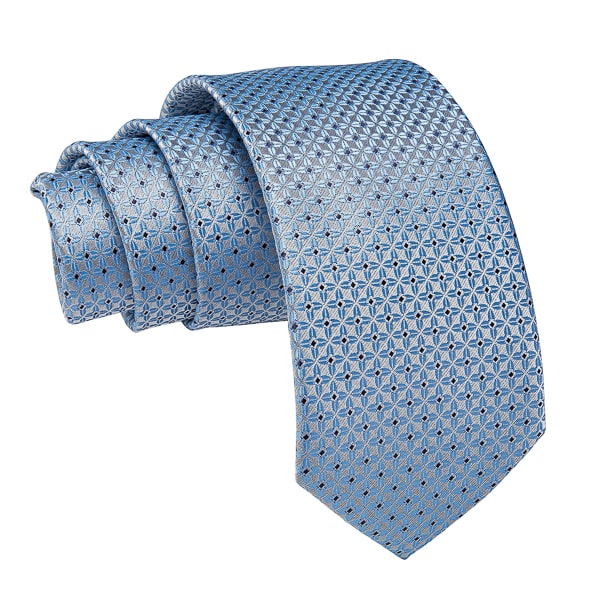 Light blue and silver floral dot silk necktie