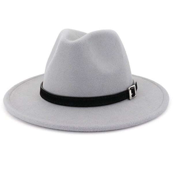 Classic light grey fedora hat for men