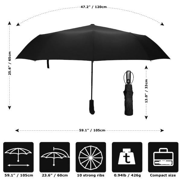 Lightweight Automatic Travel Umbrella Dimensions And Details