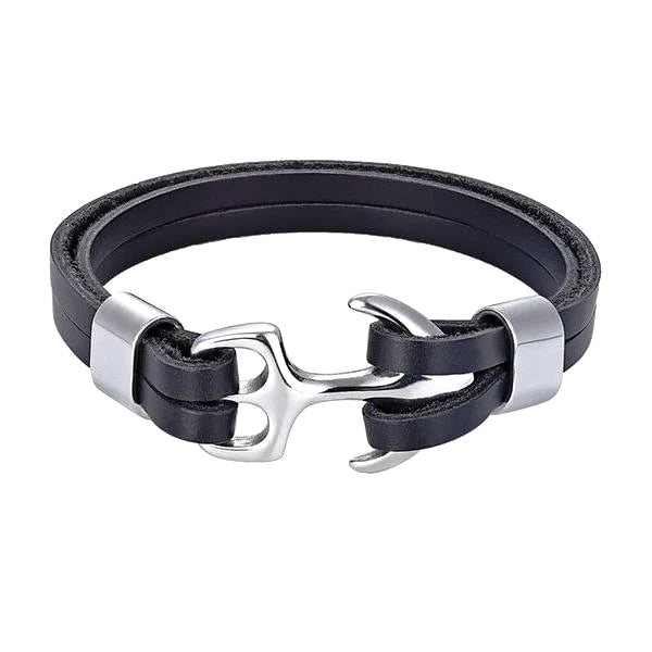 Mens anchor leather on sale bracelet