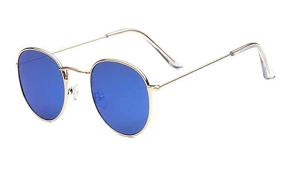 Occhiali da sole rotondi da uomo di classe blu oro