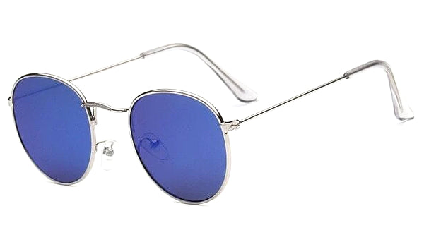 Classy Men Round Sunglasses Blue Silver