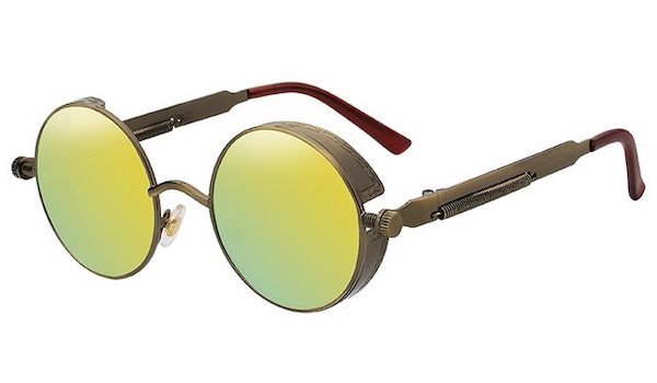 Round Yellow Mirror Sunglasses For Men