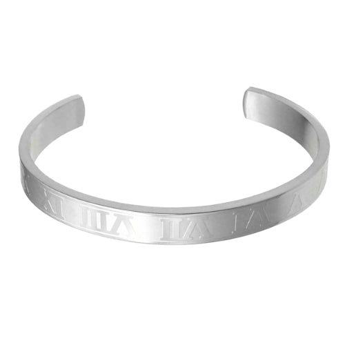 Classy Men Silver Roman Numeral Cuff Bracelet