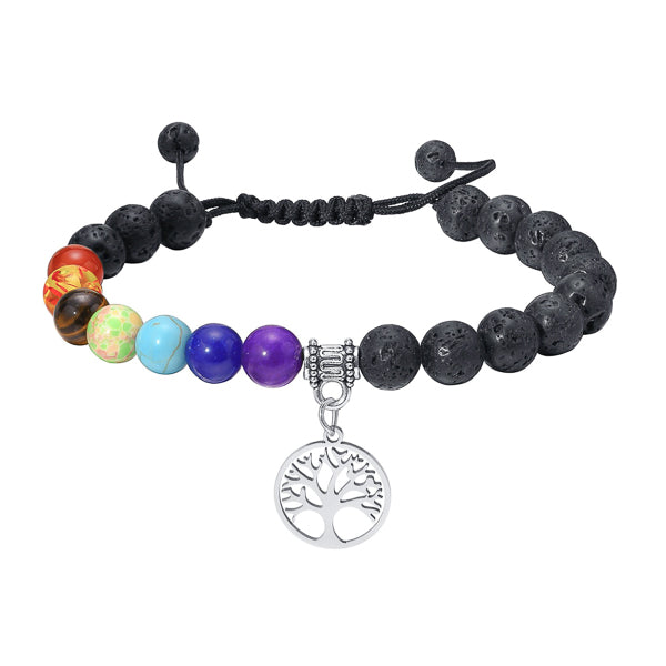 Beaded tree of life charm bracelet for men