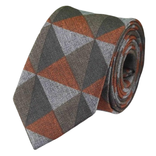 Cravatta da uomo in cotone con triangolo arancione di classe