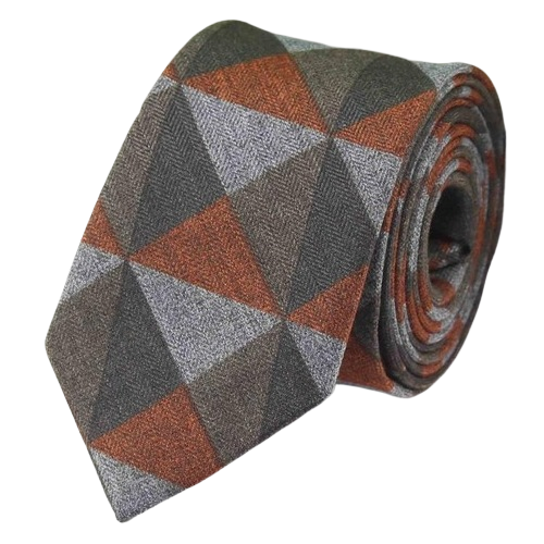 Classy Men Orange Triangle Cotton Necktie