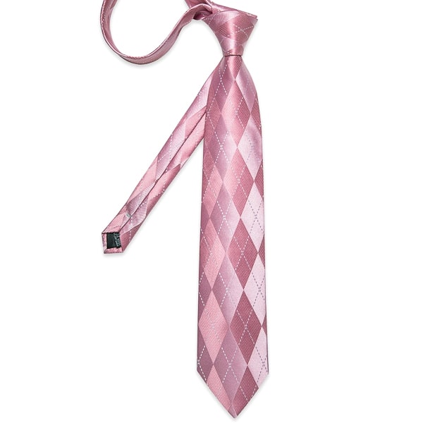 Pink argyle silk necktie