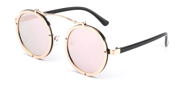 Occhiali da sole rotondi retrò rosa da uomo di classe