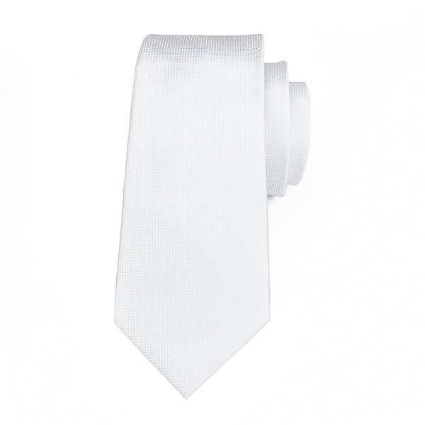 Pure white silk tie