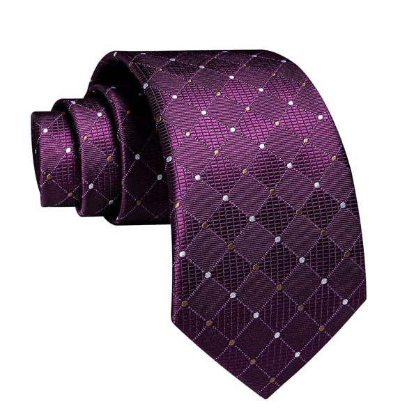 Purple polka dot silk tie