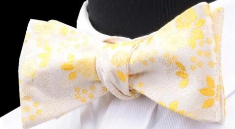 Classy Men Yellow Floral Silk Self-Tie Bow Tie