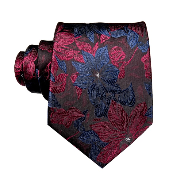 Red and blue floral silk tie