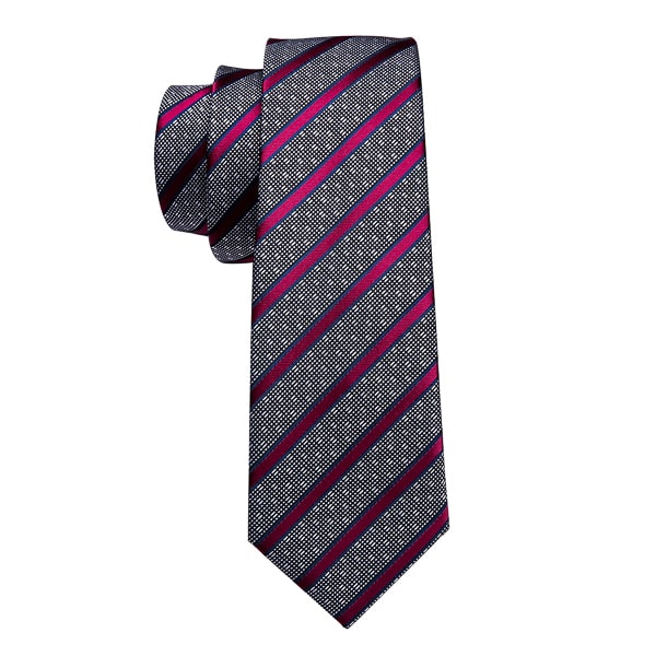 Red designer striped silk tie